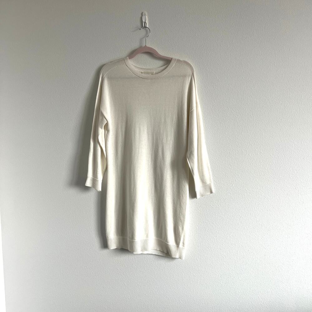 Knititude White Mock Neck Long-Sleeve Sweater Dress S Clean Girl Quiet Luxury